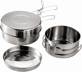 VOSAREA Stainless Steel Pot Pan Set for Outdoor Cooking Camping Hiking BBQ Picnic Portable Cooking Utensils Kit