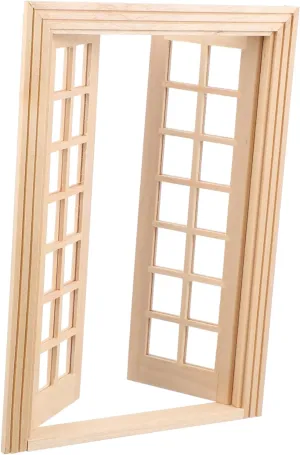 Wakauto 1pc Miniature Wooden Door Window Scale Dollhouse Accessories Photo Prop for Boys and Girls Mini House Decor Lightweight Design for Creative Play