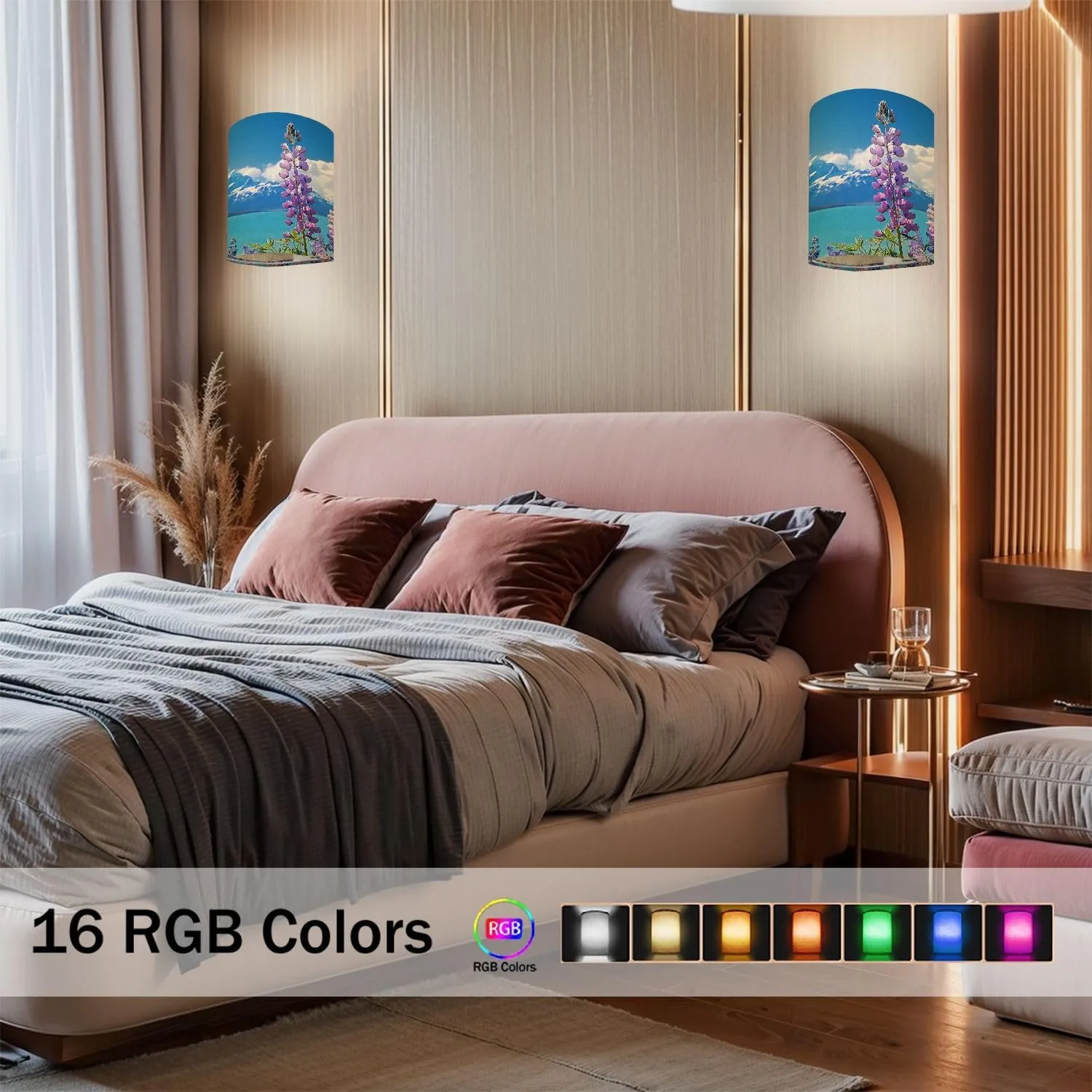 Wall Sconces Set of Two Battery Operated Lupins Shore Mt Cook New Zealand Plug in Wall Lights Fixtures Remote Dimmable for Bedroom Living Room Hallway