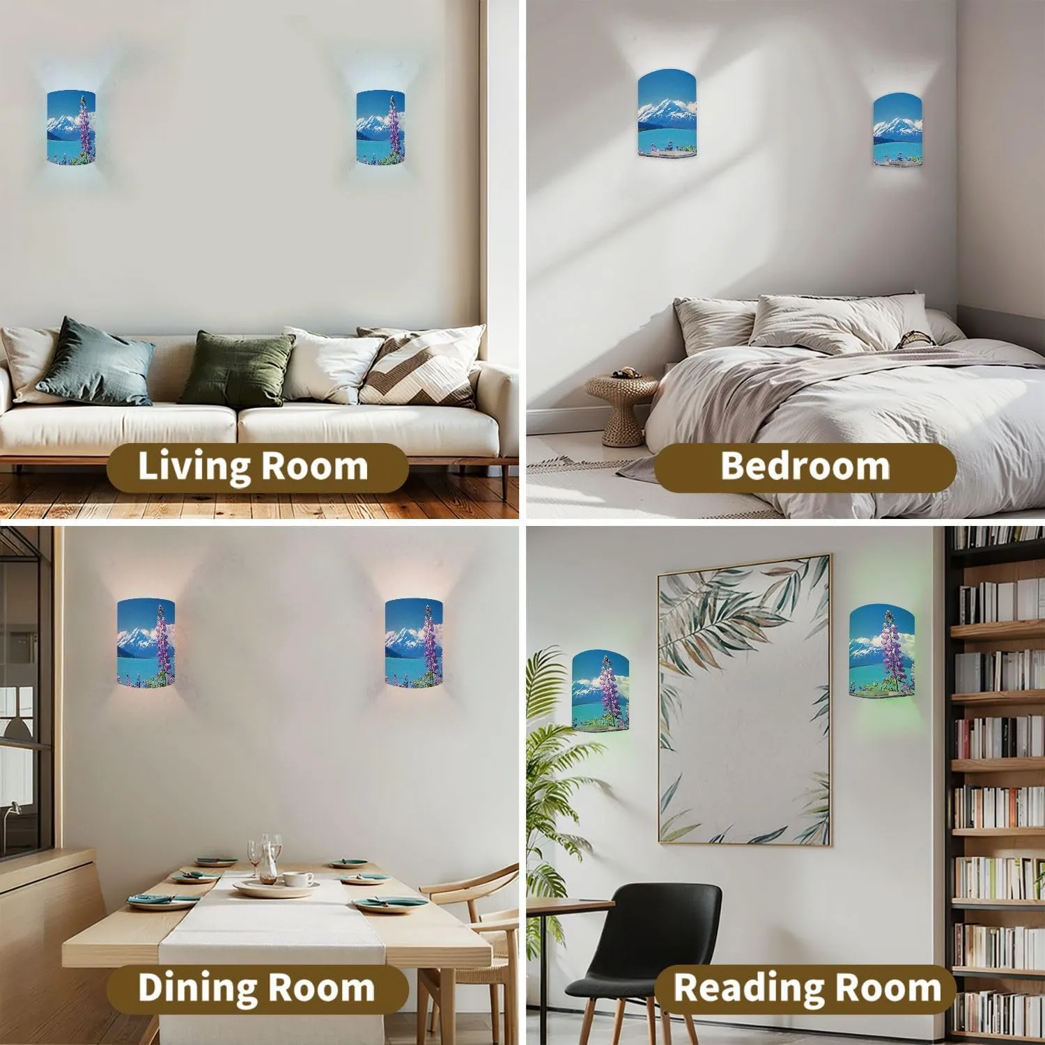 Wall Sconces Set of Two Battery Operated Lupins Shore Mt Cook New Zealand Plug in Wall Lights Fixtures Remote Dimmable for Bedroom Living Room Hallway