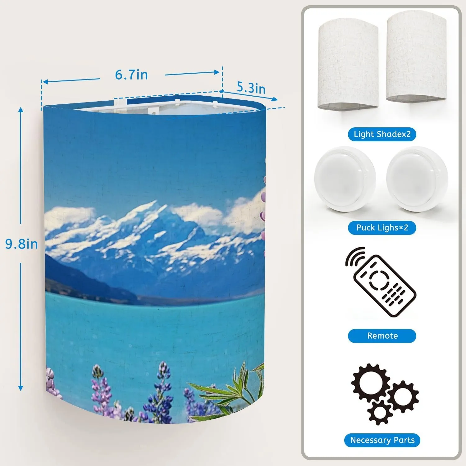 Wall Sconces Set of Two Battery Operated Lupins Shore Mt Cook New Zealand Plug in Wall Lights Fixtures Remote Dimmable for Bedroom Living Room Hallway