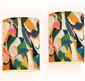 Wall Sconces Set of Two Battery Operated Hand drawn floral abstract print Creative collage seamless pattern Wireless Plug in Wall Lights Fixtures Remote Dimmable for Bedroom Living Room Hallway
