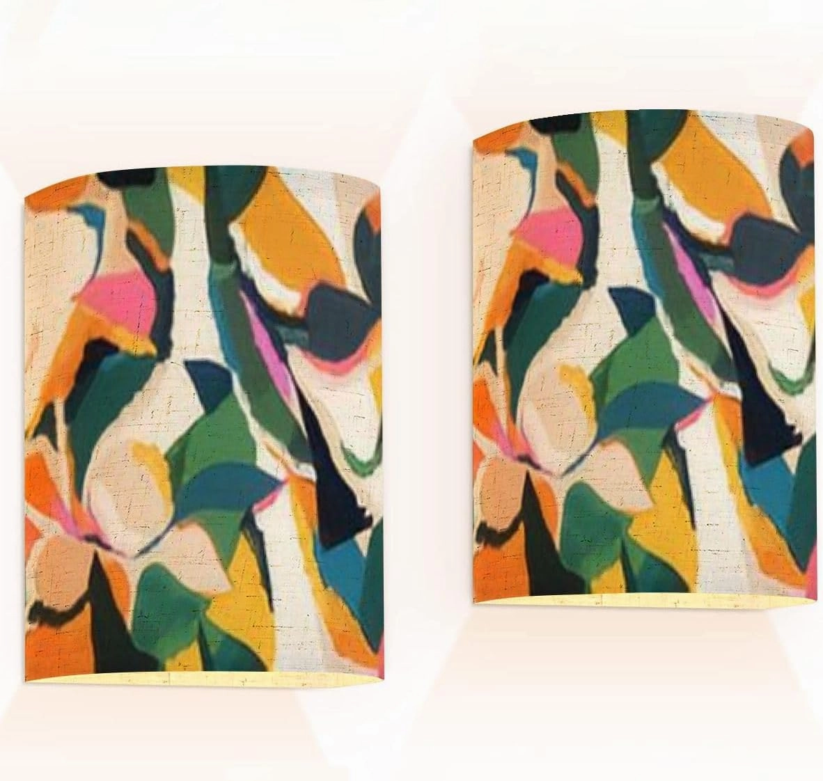 Wall Sconces Set of Two Battery Operated Hand drawn floral abstract print Creative collage seamless pattern Wireless Plug in Wall Lights Fixtures Remote Dimmable for Bedroom Living Room Hallway
