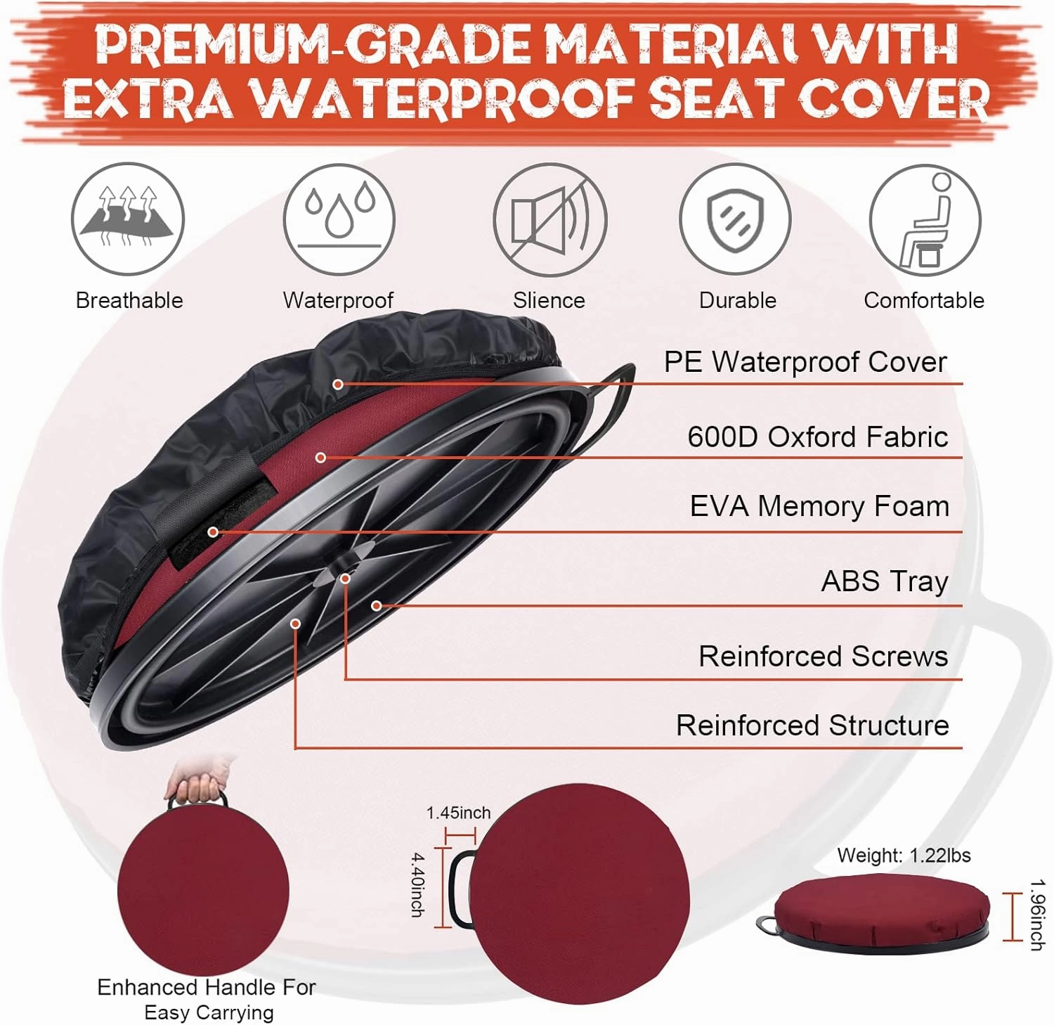 WarBull 5 Gallon Bucket Seat, 360-Degree Swivel Seat Foam Cushion Bucket Seat Lid with Waterproof Cover for Dove Duck Hunting, Fishing, Baseball, Gardening and Camping