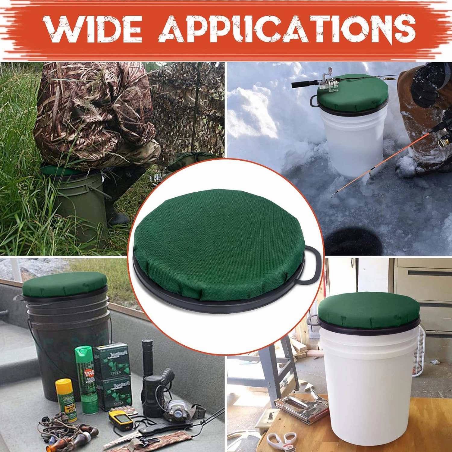 WarBull 5 Gallon Bucket Seat, 360-Degree Swivel Seat Foam Cushion Bucket Seat Lid with Waterproof Cover for Dove Duck Hunting, Fishing, Baseball, Gardening and Camping