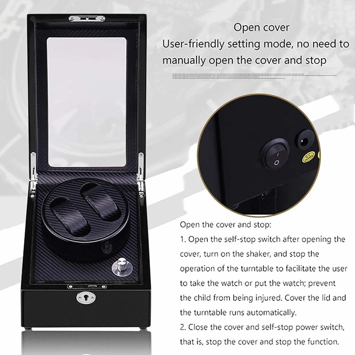 Watch Winders, Automatic Watch Winder Box, 4 Rotation Modes, 2 Winder Positions and 3 Watch Winder Storage Case (Black White)