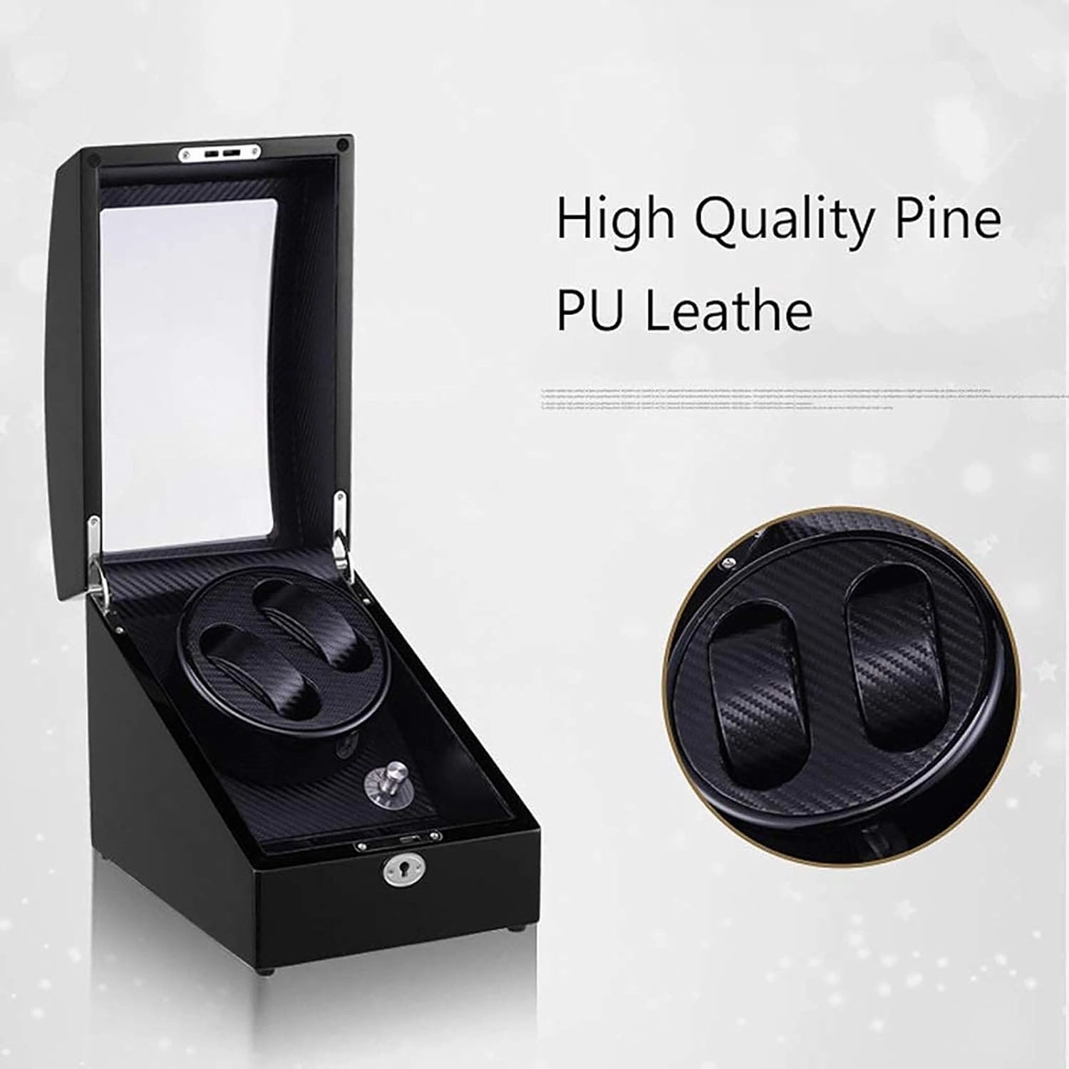 Watch Winders, Automatic Watch Winder Box, 4 Rotation Modes, 2 Winder Positions and 3 Watch Winder Storage Case (Black White)
