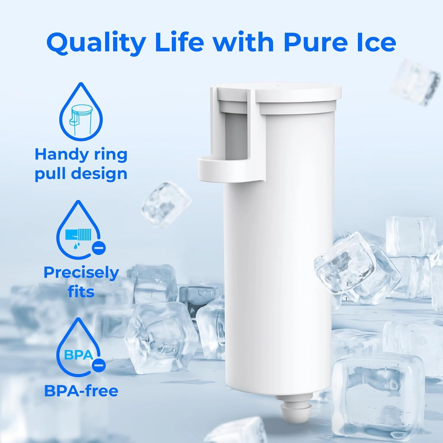 Waterdrop Replacement for GE® Profile Opal Nugget Ice Maker Water Filter, P4INKFILTR, with Ring Pull, NSF 42&372 Certified, BPA-Free, 3 Counts
