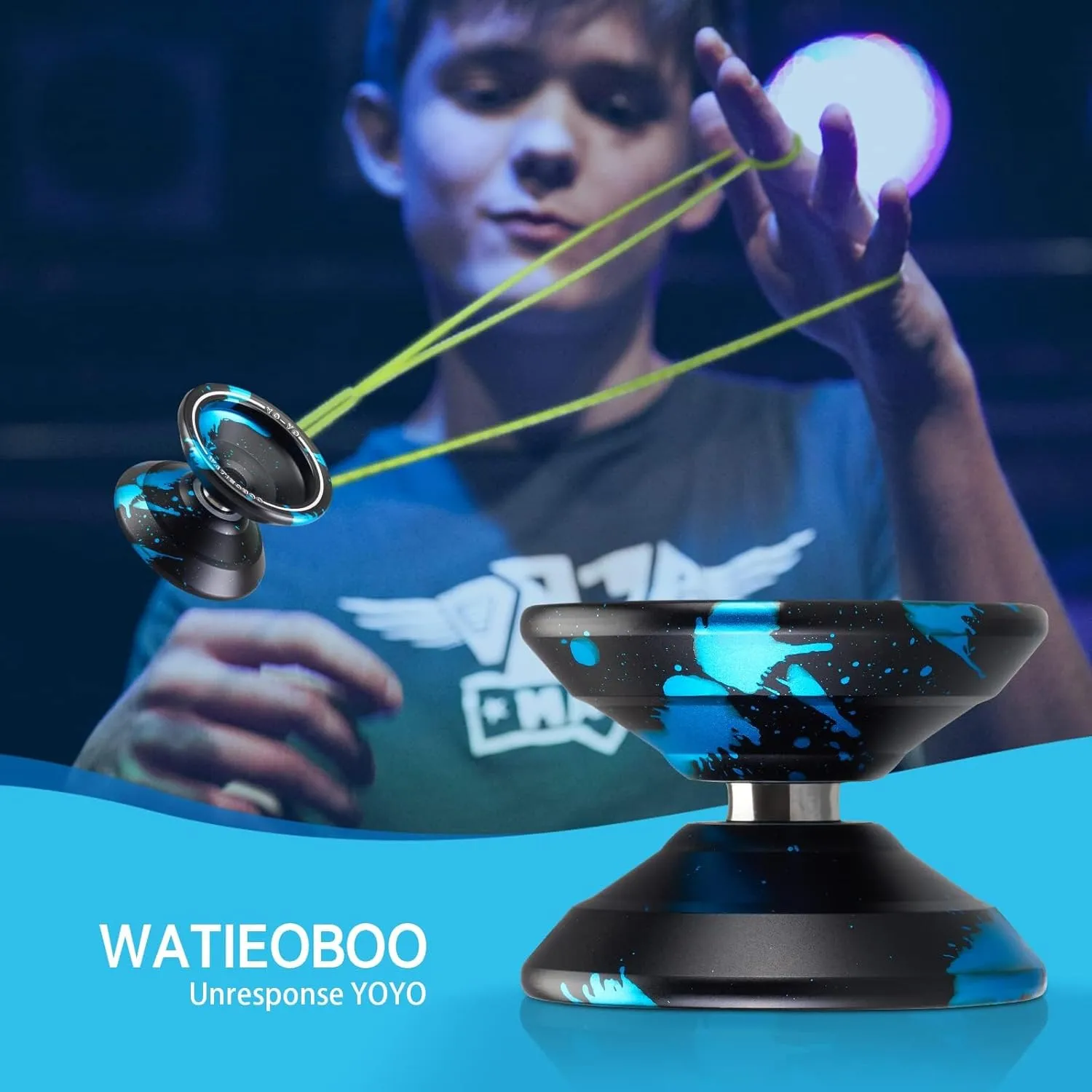 WATIEOBOO WA-01 Dual-Mode Metal Yo-Yo - Beginner Friendly Responsive System for Kids & Unresponsive Trick Yoyo for Adults, Competition-Ready with Gloves, Case & 10 Strings