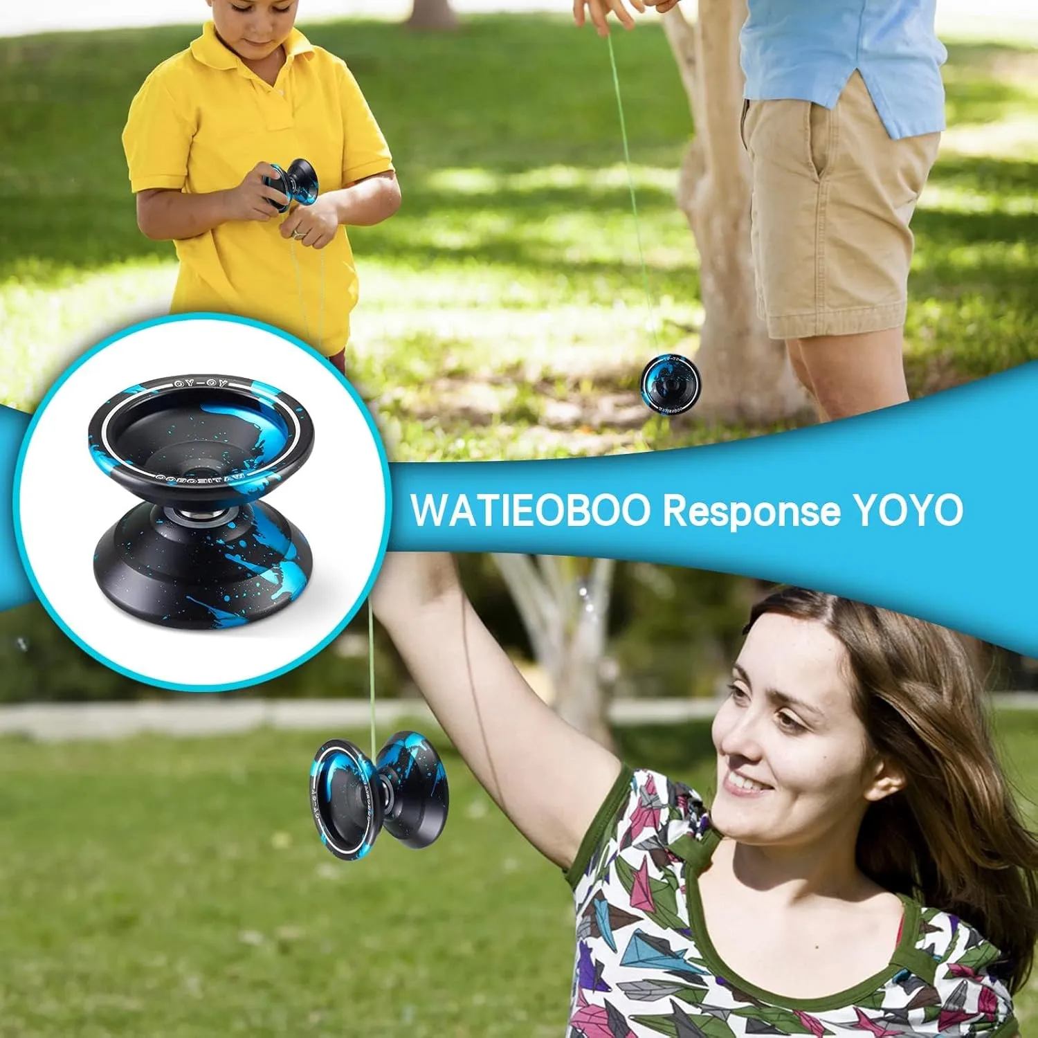 WATIEOBOO WA-01 Dual-Mode Metal Yo-Yo - Beginner Friendly Responsive System for Kids & Unresponsive Trick Yoyo for Adults, Competition-Ready with Gloves, Case & 10 Strings