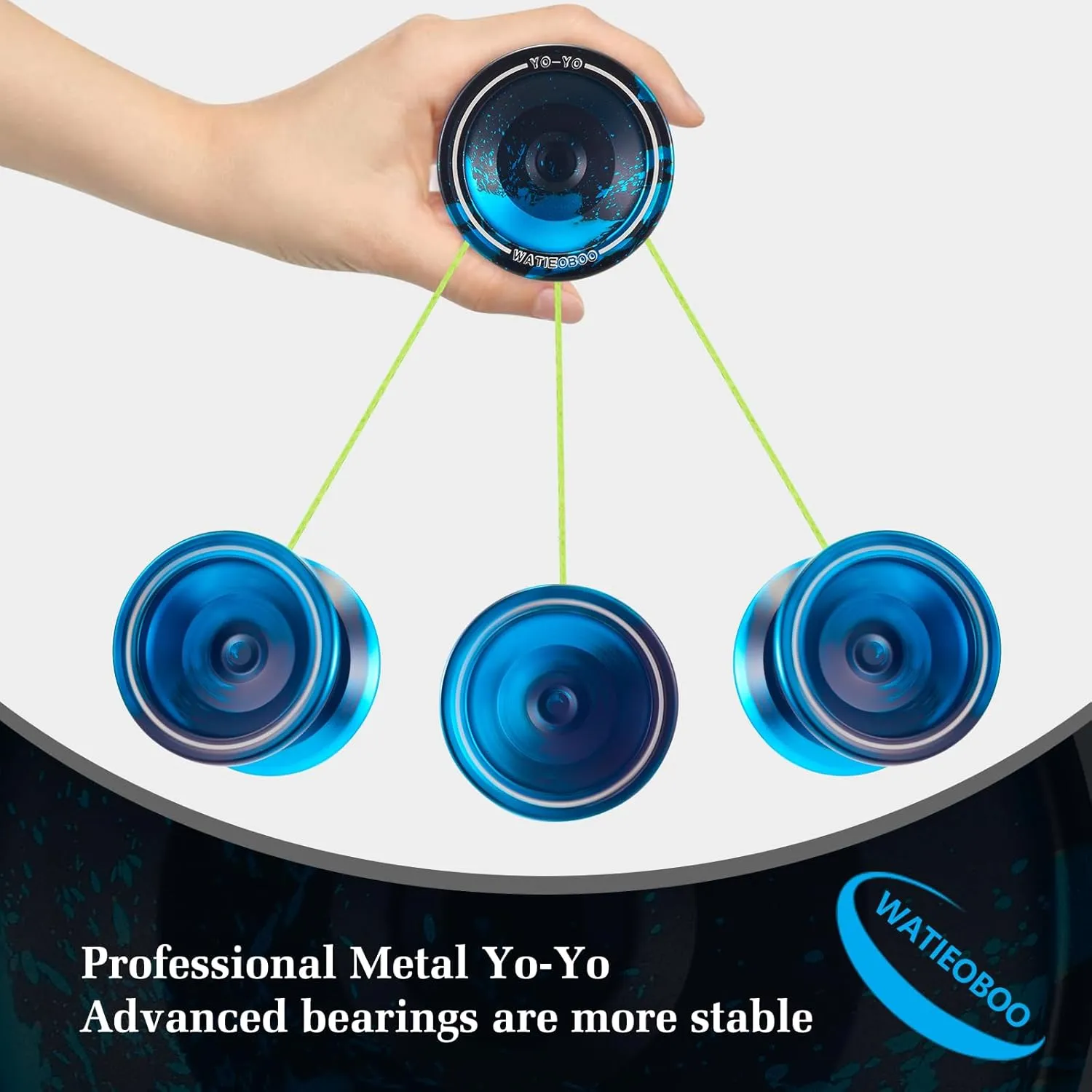 WATIEOBOO WA-01 Dual-Mode Metal Yo-Yo - Beginner Friendly Responsive System for Kids & Unresponsive Trick Yoyo for Adults, Competition-Ready with Gloves, Case & 10 Strings