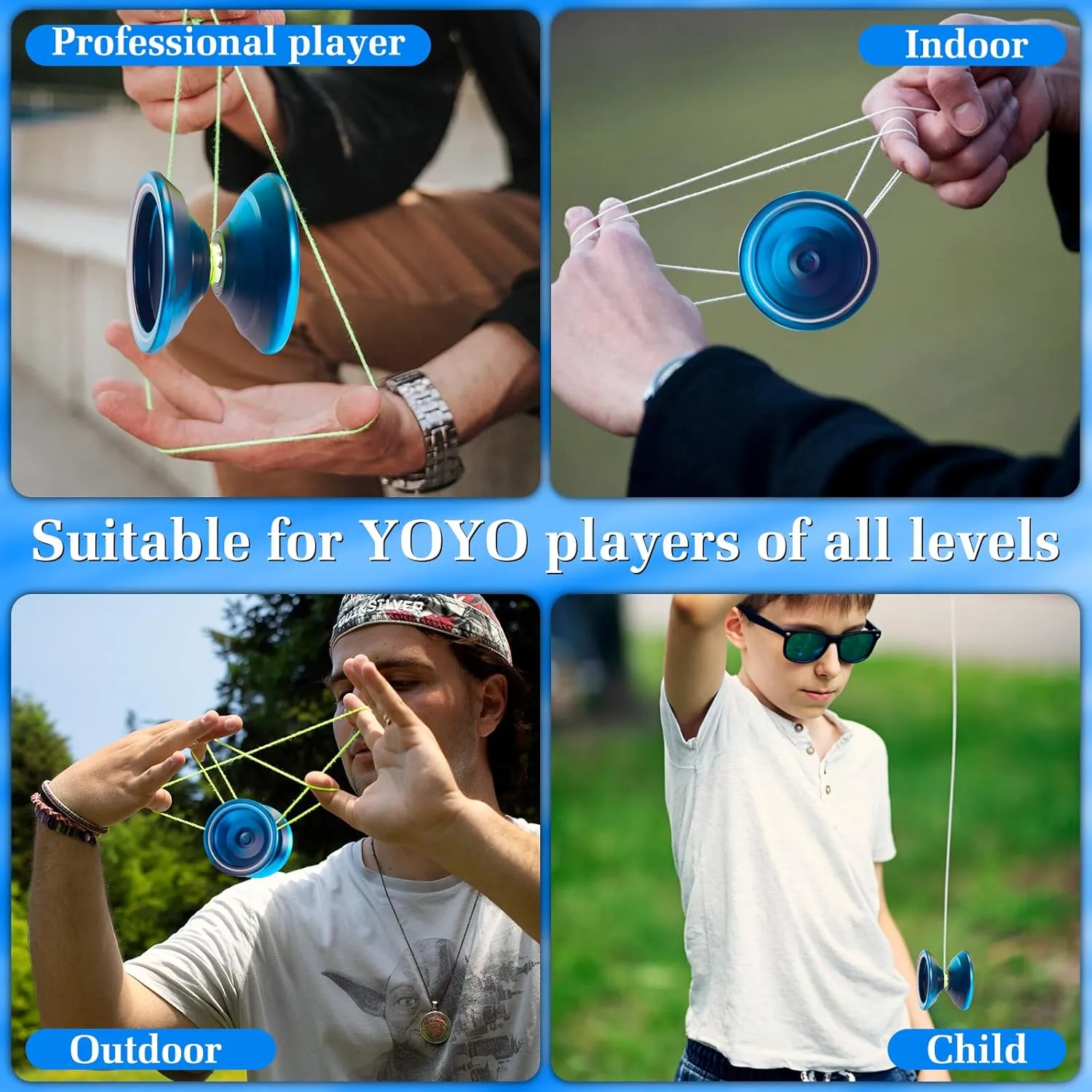 WATIEOBOO WA-01 Dual-Mode Metal Yo-Yo - Beginner Friendly Responsive System for Kids & Unresponsive Trick Yoyo for Adults, Competition-Ready with Gloves, Case & 10 Strings