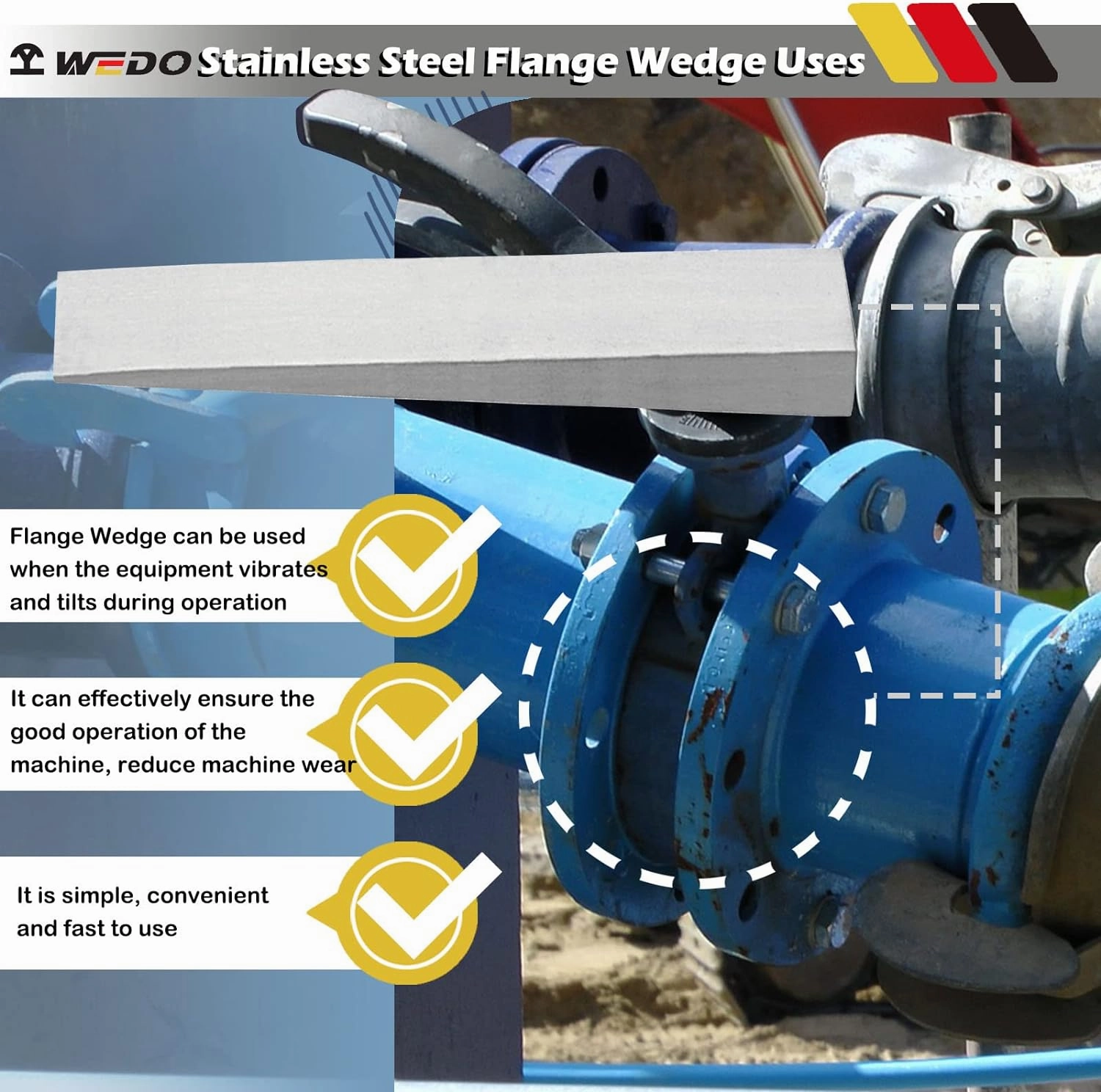 WEDO Stainless Steel Flange Wedge, Rust-Proof, Corrosion Resistant, Extremely Strong, Durable, 13mmx32mmx180mm