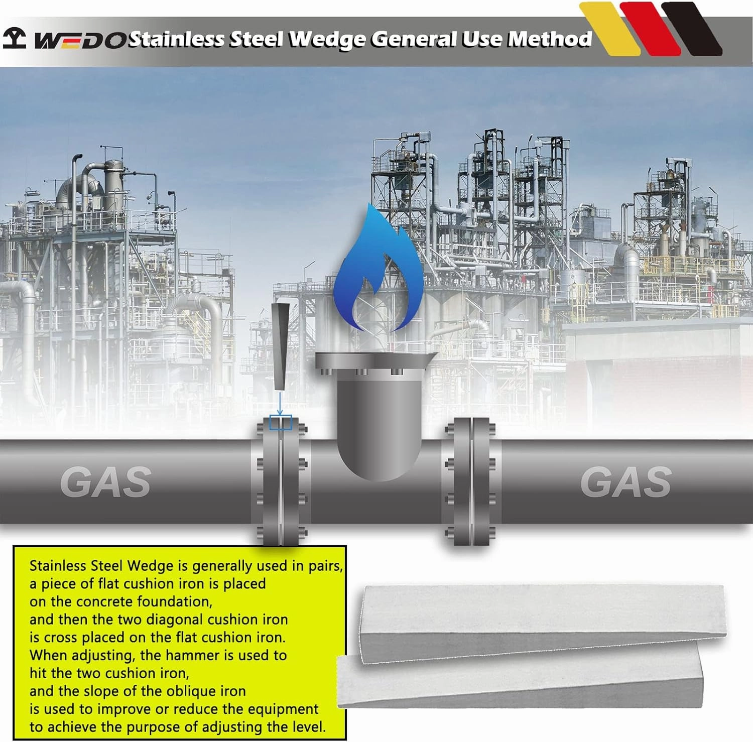 WEDO Stainless Steel Flange Wedge, Rust-Proof, Corrosion Resistant, Extremely Strong, Durable, 13mmx32mmx180mm