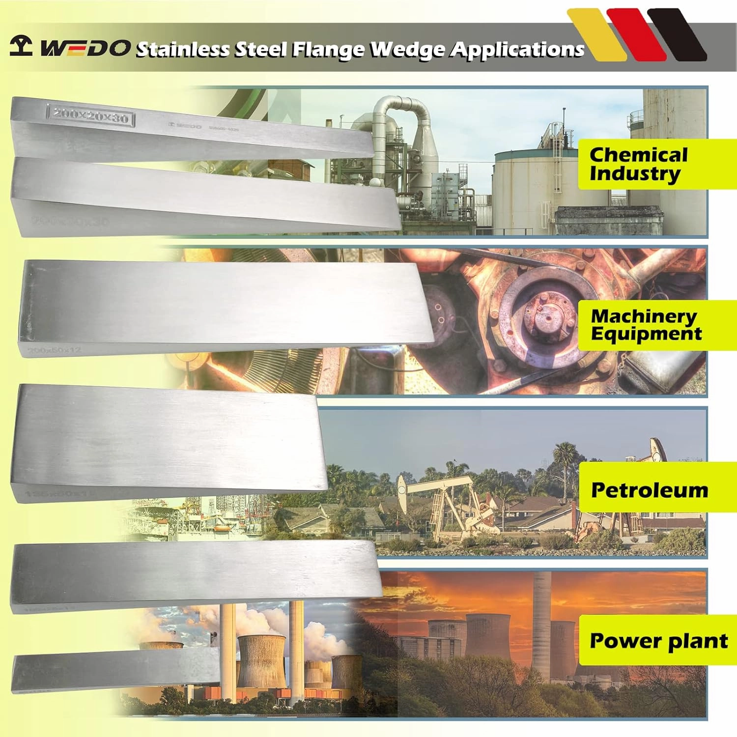 WEDO Stainless Steel Flange Wedge, Rust-Proof, Corrosion Resistant, Extremely Strong, Durable, 13mmx32mmx180mm