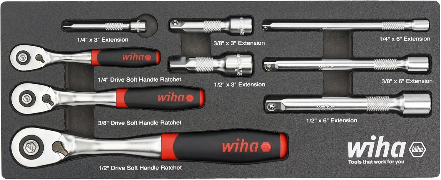Wiha 33388 9 Piece SoftFinish Ratchet Tray Set