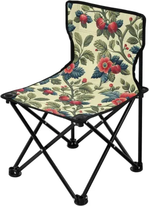 Wild Floral Red Cyan Collapsible Camp Chairs for Adults Ultra-Lightweight Backpack Chair Carry Bag Included