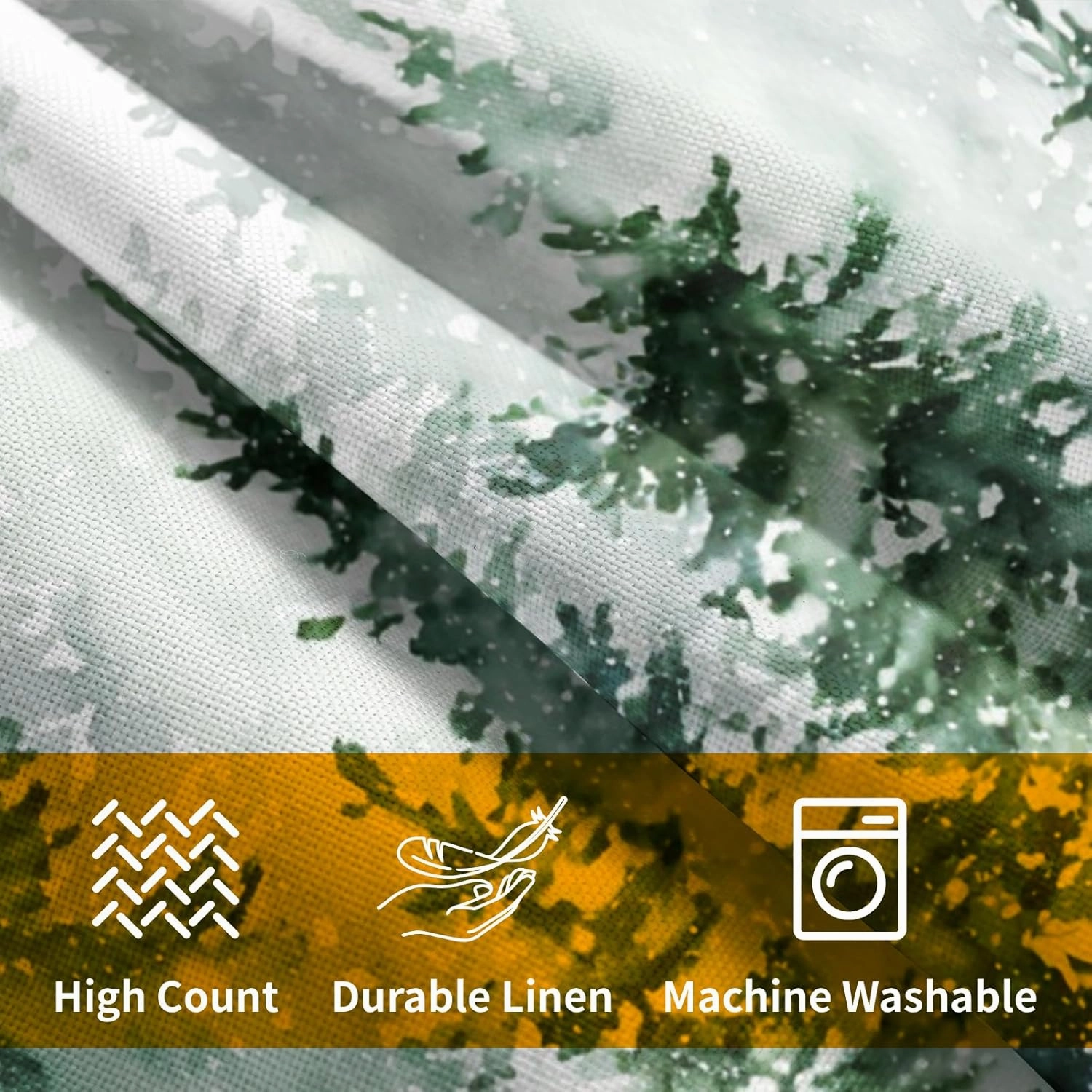 Winter Forest Pillow Covers 18x18 Inch 2Pcs Watercolor Green Misty Pine Tree Nature Landscape Throw Pillows Cover Mountain Square Cushion Cover for Home Sofa Patio Living Room