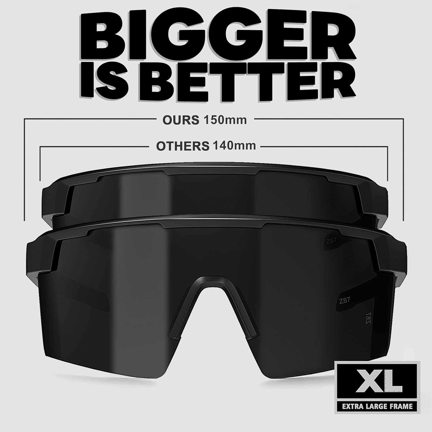 WISTON XL Z87 Sunglasses for Big Wide Heads Men Women,TR90 Ultralight UV400 Protection Sun Glasses Z8224
