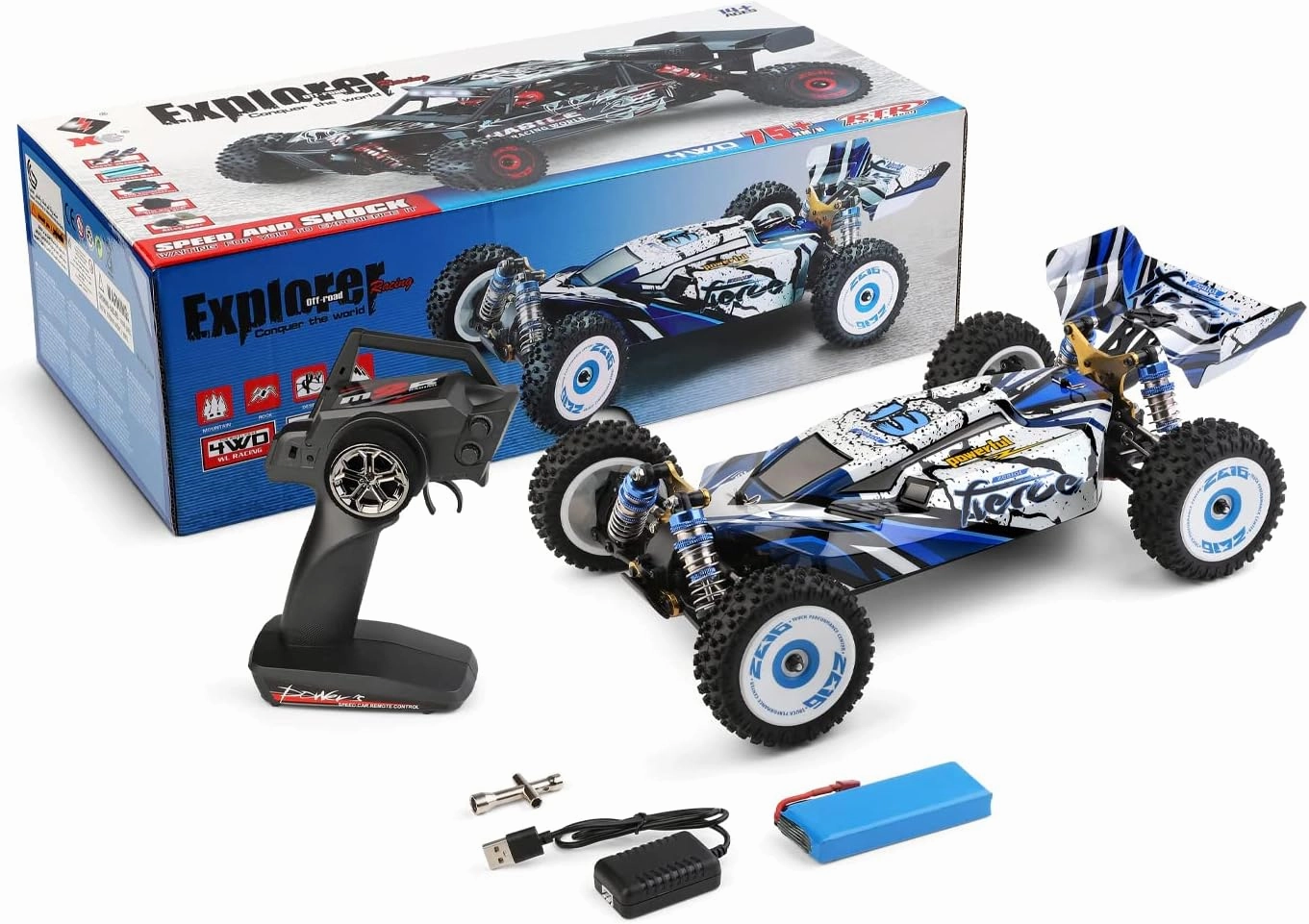 WLtoys XK 124017 V2 1/12 4WD 75km/h High-Speed Brushless Motor Off-Road Remote Control Drift Climbing RC Racing Car Adults,Kids Toys (124017 2 * 2200)