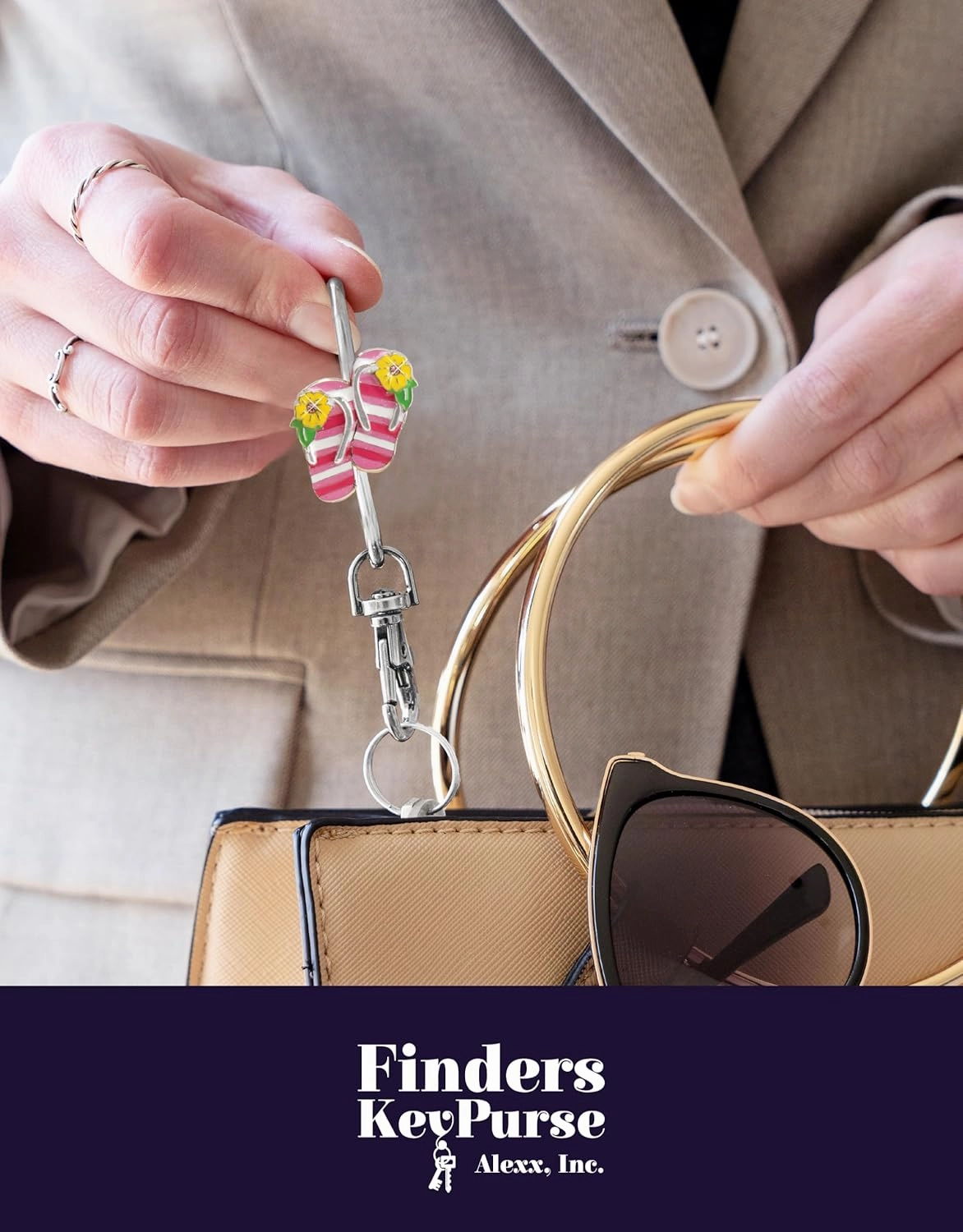 Women’s Bag Charm Key Finder, Car Keychain Hook, Cute Purse Organizer & Tote Bag Accessories, Gifts for Mom - Original