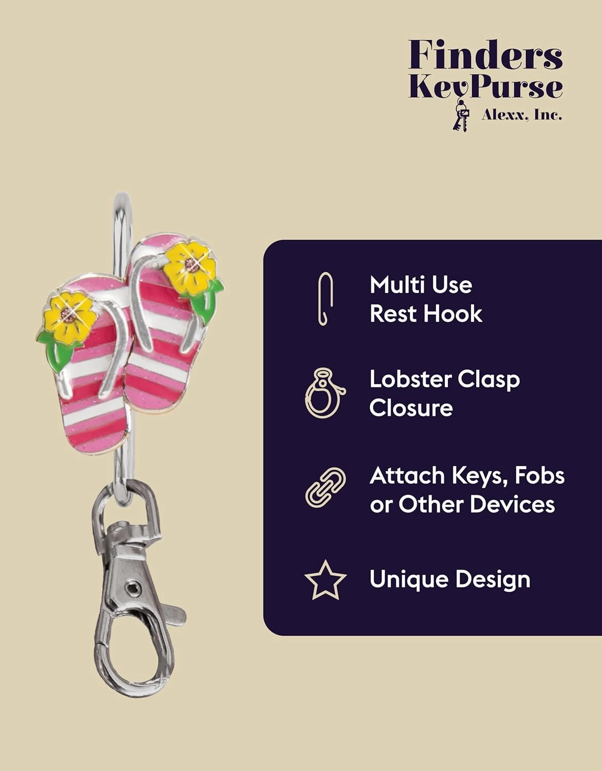 Women’s Bag Charm Key Finder, Car Keychain Hook, Cute Purse Organizer & Tote Bag Accessories, Gifts for Mom - Original