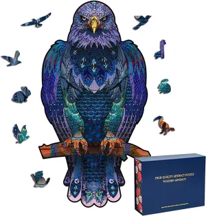 Wood Cut Puzzles, Wooden Jigsaw Puzzles, Animals Shaped Unique Wooden Puzzles for Adults and Kids, Cool Gadgets Magic Liberty Puzzles, Cartoon Mysterious Purple Eagle (Large 300 pcs)