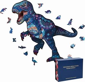Wood Cut Puzzles, Wooden Jigsaw Puzzles, Animals Shaped Unique Wooden Puzzles for Adults and Kids, Cool Gadgets Magic Liberty Puzzles, Dinosaur Blue Tyrannosaurus (Medium 200 pcs)