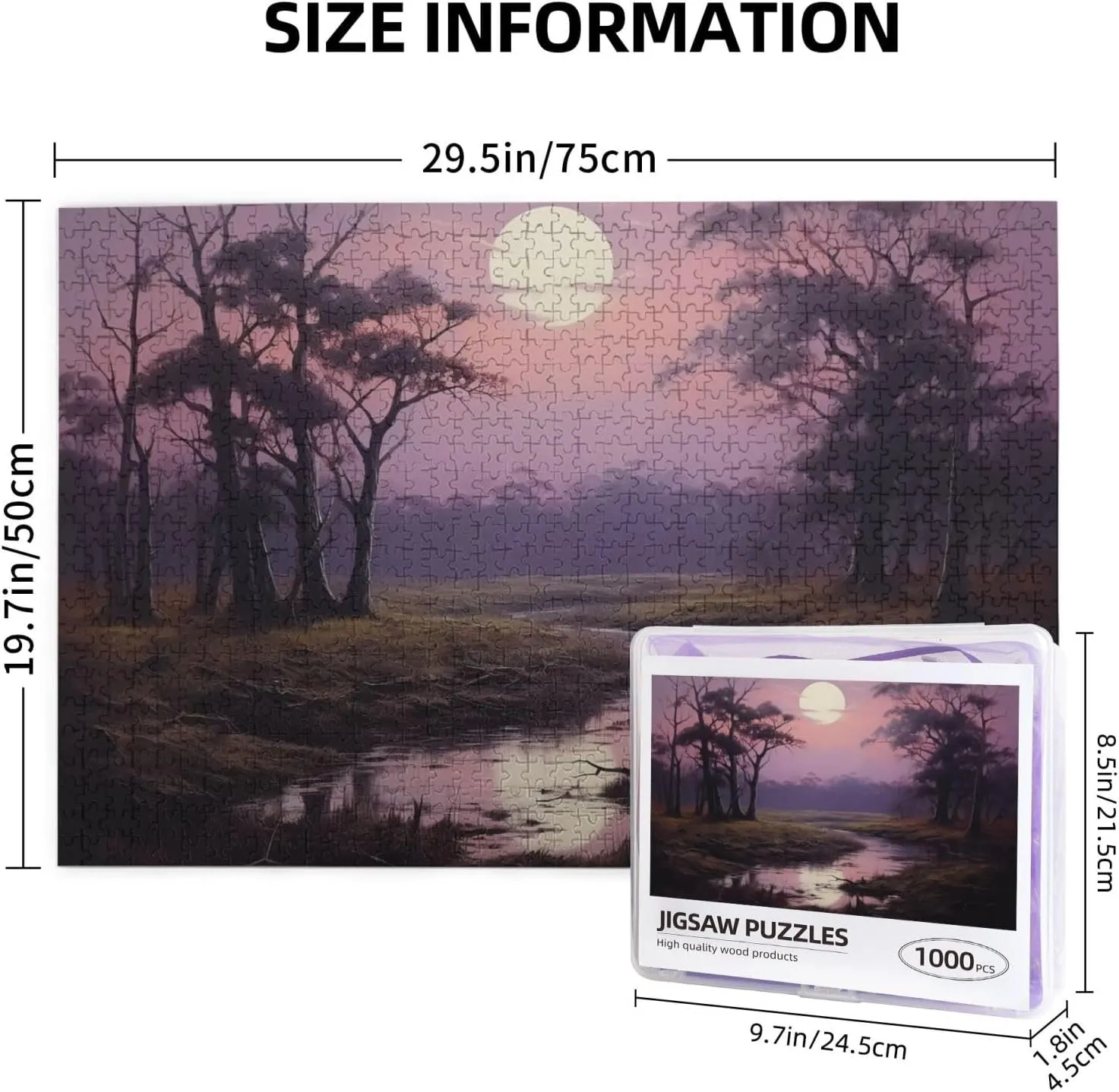 Wooden Puzzle -1000 Piece The Grassland At Dusk Printed Adult Puzzles, Perfect for Home Leisure and Entertainment -19.7x29.5 Inches, 11792