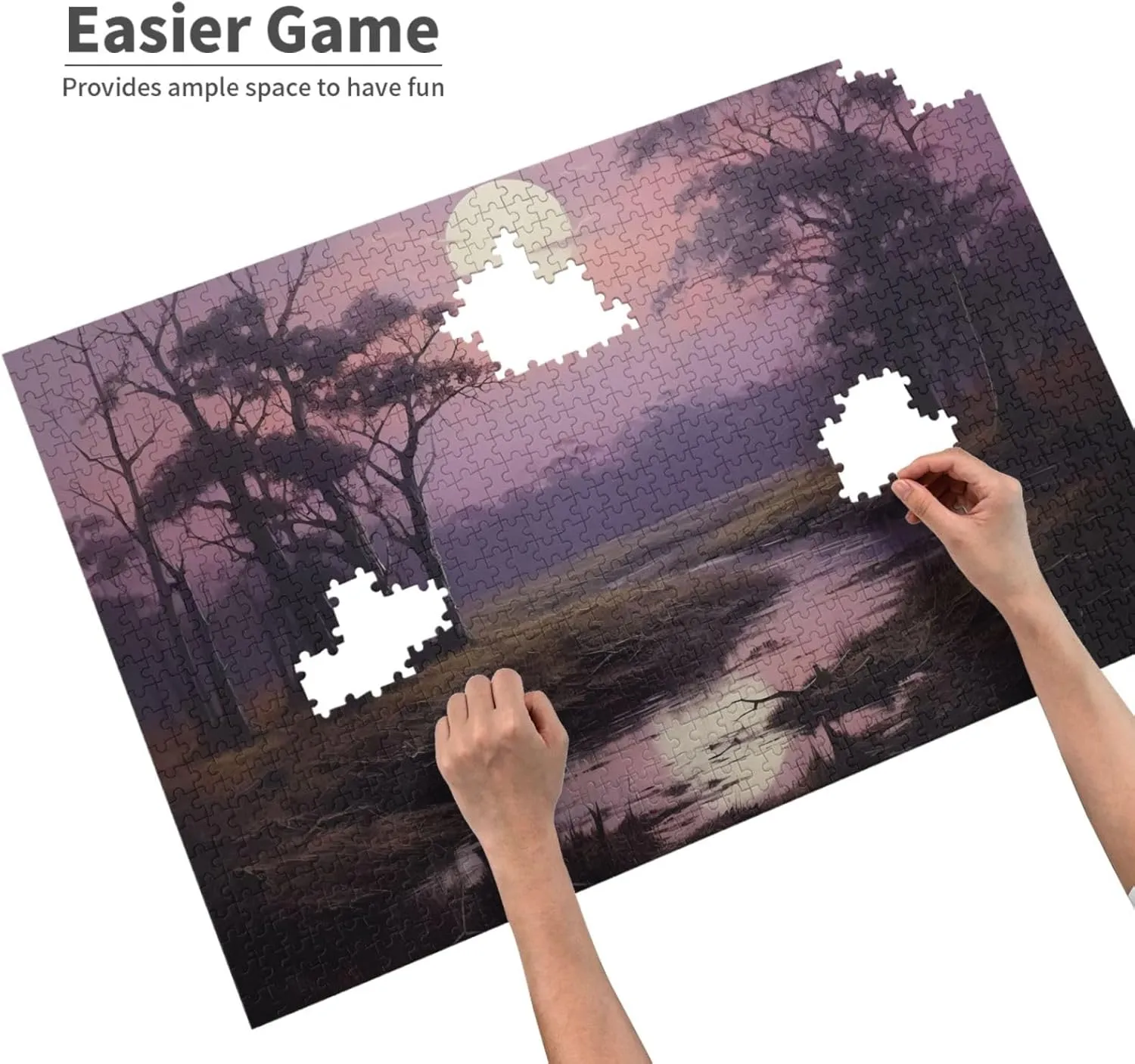 Wooden Puzzle -1000 Piece The Grassland At Dusk Printed Adult Puzzles, Perfect for Home Leisure and Entertainment -19.7x29.5 Inches, 11792