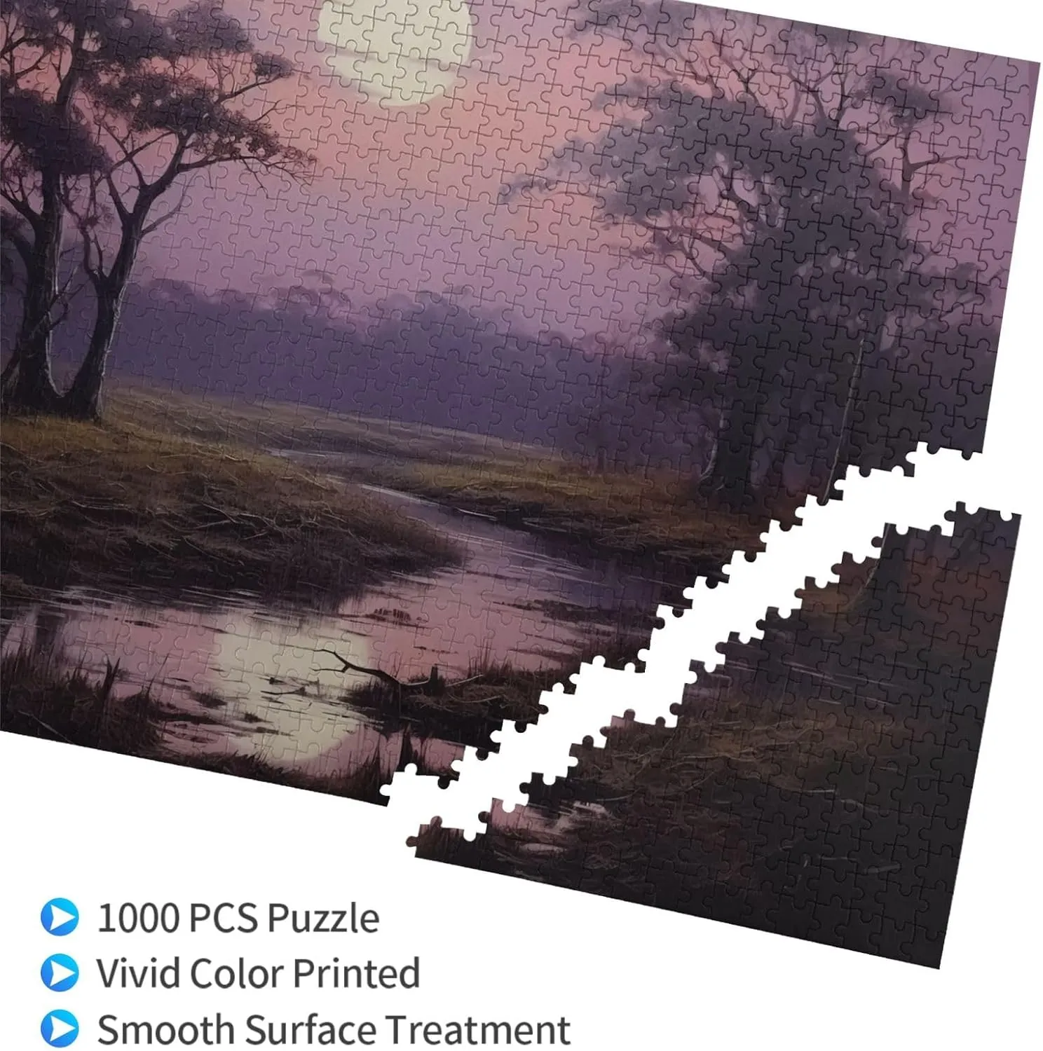 Wooden Puzzle -1000 Piece The Grassland At Dusk Printed Adult Puzzles, Perfect for Home Leisure and Entertainment -19.7x29.5 Inches, 11792
