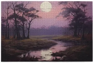 Wooden Puzzle -1000 Piece The Grassland At Dusk Printed Adult Puzzles, Perfect for Home Leisure and Entertainment -19.7x29.5 Inches, 11792