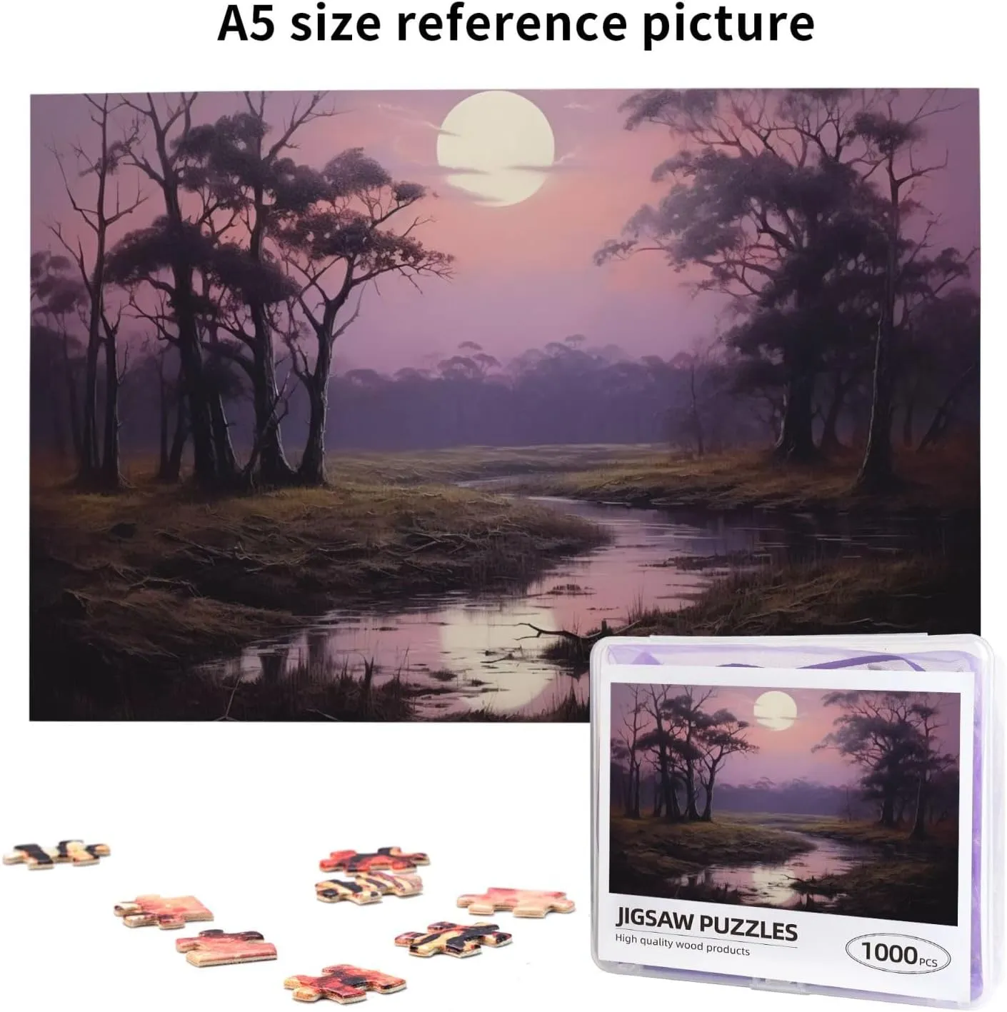 Wooden Puzzle -1000 Piece The Grassland At Dusk Printed Adult Puzzles, Perfect for Home Leisure and Entertainment -19.7x29.5 Inches, 11792