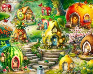Wooden Puzzle Enchanted Fairy Village Hard Challenging Exercise Intellegent Wall Decor Suitable for Teenager or Adult 1000 PCS