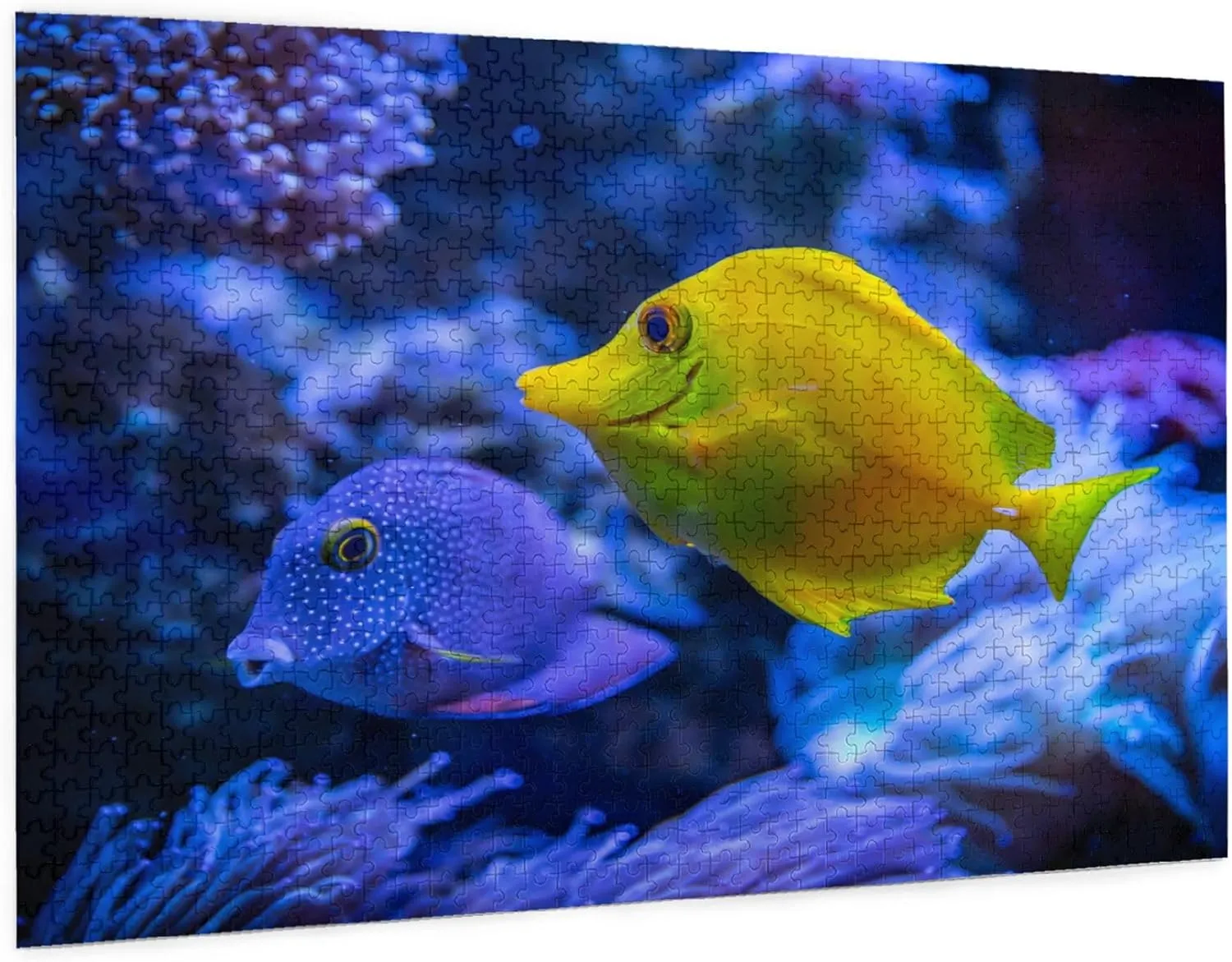 Wooden Puzzles Yellow and Blue Fish in The Water 500 Piece Mother's Day Children's Day Exercise Patience Puzzle Game - Education Intellectual Puzzle Game Toys Gift