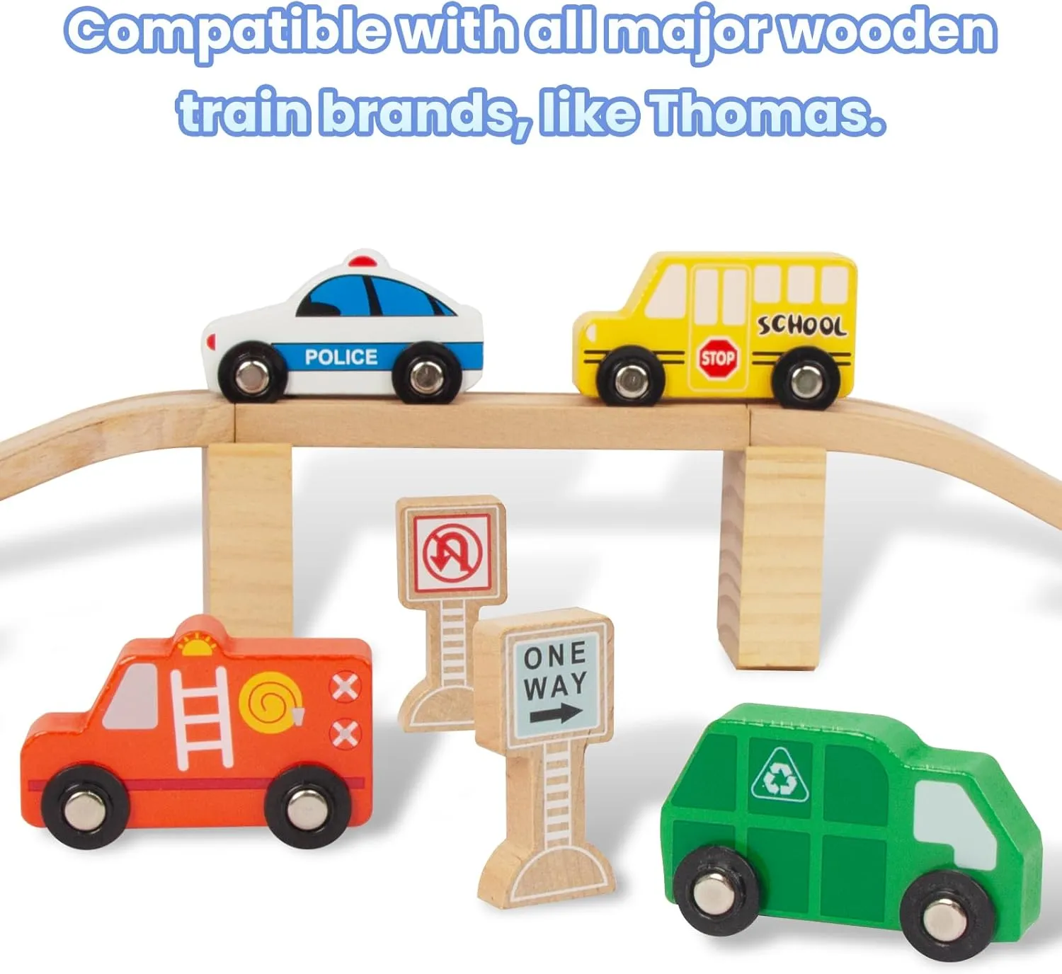 Wooden Train Car Sets for Toddlers, Train Toy Magnetic Sets Fits Brio, Thomas, Melissa and Doug, Kids for Boys Girls 3 4 5 Years Old