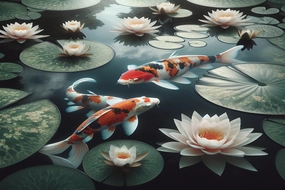 Wooden Jigsaw Puzzles for Adults 500 Piece Apanese Koi Fish and Water Lily Challenging Family Leisure Toys Impossible Hard Difficult Kids Game Artistic Accessories DIY Puzzles for School Supplies