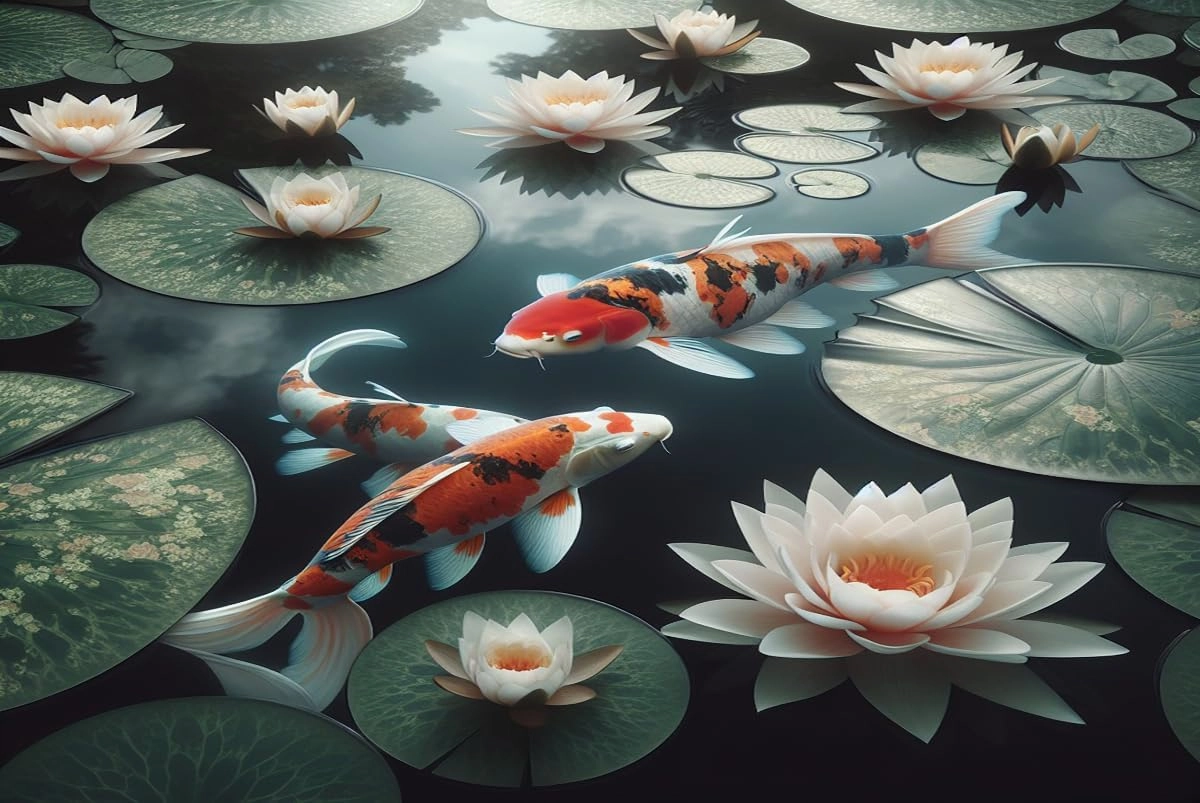 Wooden Jigsaw Puzzles for Adults 500 Piece Apanese Koi Fish and Water Lily Challenging Family Leisure Toys Impossible Hard Difficult Kids Game Artistic Accessories DIY Puzzles for School Supplies