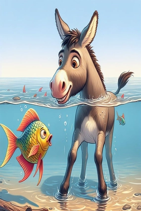 Wooden Jigsaw Puzzles for Adults 500 Piece Donkey and Fish Playful Interaction in Water Challenging Family Leisure Toys Impossible Hard Difficult Kids Game Artistic DIY Puzzles for School Supplies