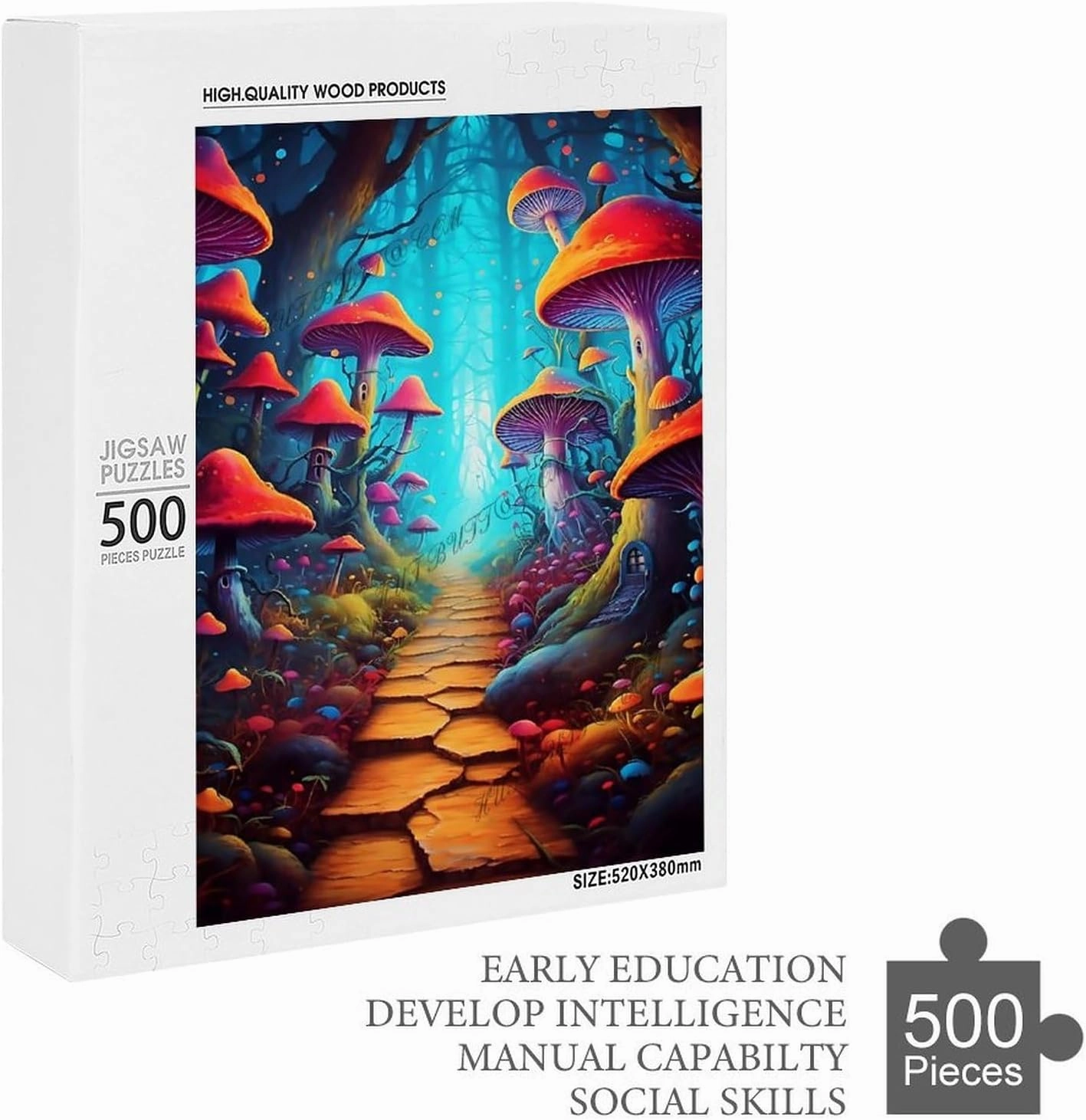 Wooden Puzzle Jungle Mushroom Trail Puzzle- Fairytale Forest Landscape Puzzle - Jigsaw Puzzle 500 Puzzle Pieces,Puzzle Enthusiasts Kids and Adults Funny Puzzle for Adult
