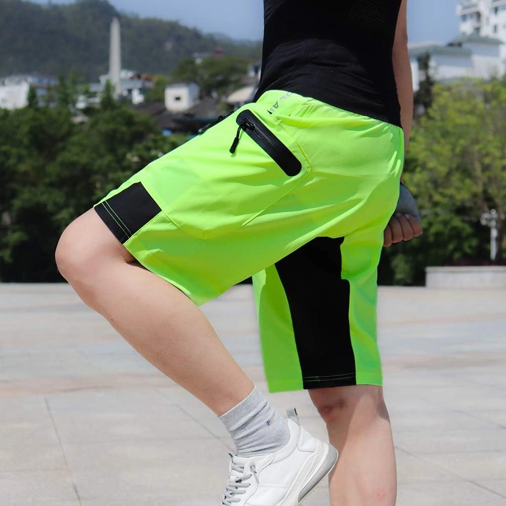 WOSAWE Mens Padded Cycling Shorts Loose-Fit Breathable Mountain Bike 2 in 1 Shorts