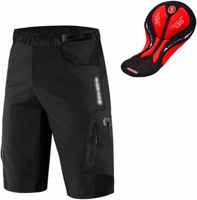 WOSAWE Mens Padded Cycling Shorts Loose-Fit Breathable Mountain Bike 2 in 1 Shorts