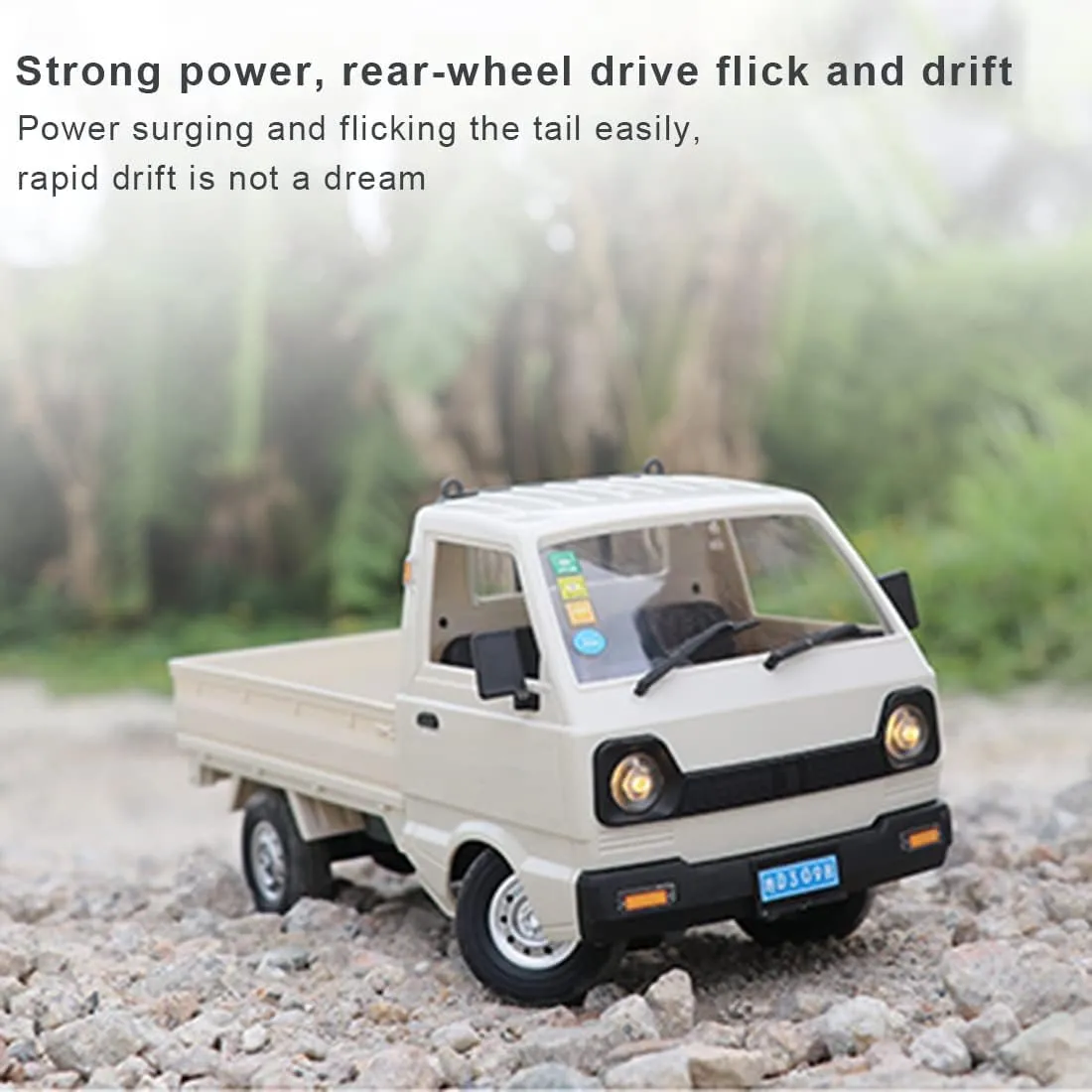 WPL D12 1:16 2.4G Mini RC Car for Adults, RC Drift Truck 4CH Off-Road High-Speed Remote Control Drift Car Climbing Cargo Truck with Led Light - 1 Battery