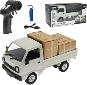WPL D12 1:16 2.4G Mini RC Car for Adults, RC Drift Truck 4CH Off-Road High-Speed Remote Control Drift Car Climbing Cargo Truck with Led Light - 1 Battery