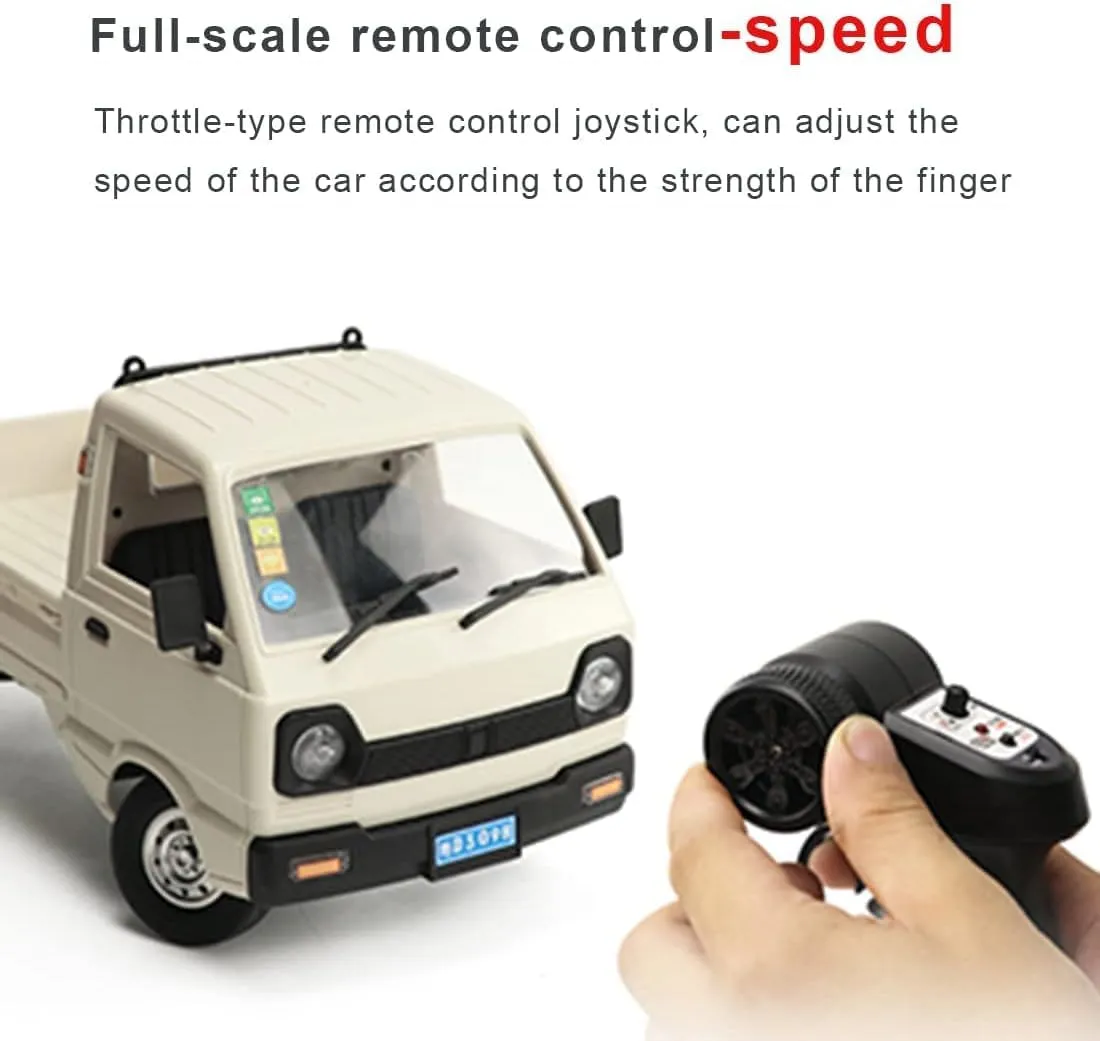 WPL D12 1:16 2.4G Mini RC Car for Adults, RC Drift Truck 4CH Off-Road High-Speed Remote Control Drift Car Climbing Cargo Truck with Led Light - 2 Battery