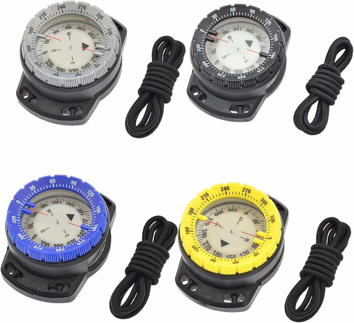 Wrist Compass Dive Compass Surfing Luminous Underwater 50m Wrist Compass Night Vision Waterproof Navigation Compass with Bungee Gray