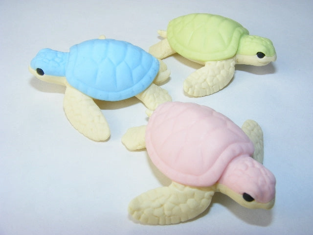 X 38251 IWAKO TURTLE ERASERS-3 COLORS-DISCONTINUED