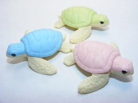 X 38251 IWAKO TURTLE ERASERS-3 COLORS-DISCONTINUED