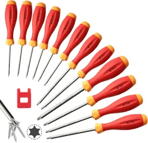 XOOL Magnetic Torx Screwdriver Set, 12-in-1 with T5 T6 T7 T8 T9 T10 T15 T20 T25 T27 T30 T40, Star Srewdriver Set for Repair, DIY, and Maintenance, Ergonomic Handle, CRV Steel, Corrosion Resistant