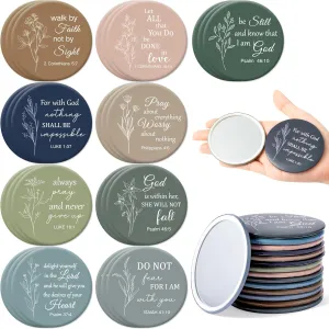 Y1tvei Mini Christian Compact Mirrors - 108Pcs Flower Sketch Art Bible Verse Compact Mirrors Bulk Small Portable Round Pocket Makeup Mirror Christian Inspirational Church Party Favors Gifts for Women